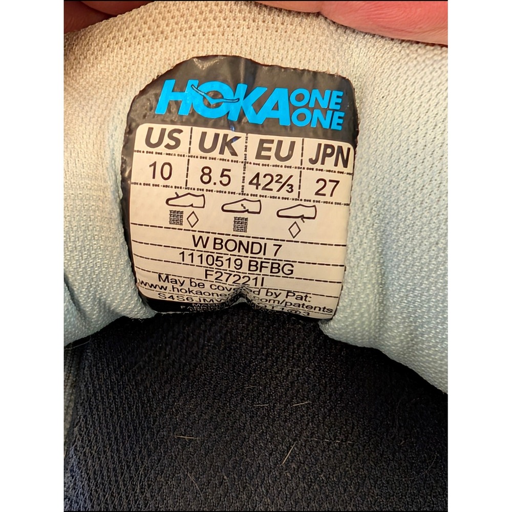 Hoka One One Bondi 7 Running Shoes Womens 10‎ Blue Fog BFBG Good Max Cushioning - Picture 7 of 7